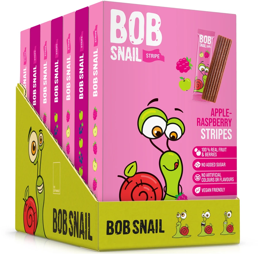 Bob Snail BOB SRAIGĖS Vaisių juostelės SKONIŲ MIŠINIS AVIEČIŲ JUODŲJŲ SERBENTŲ 588 g 42 vnt.