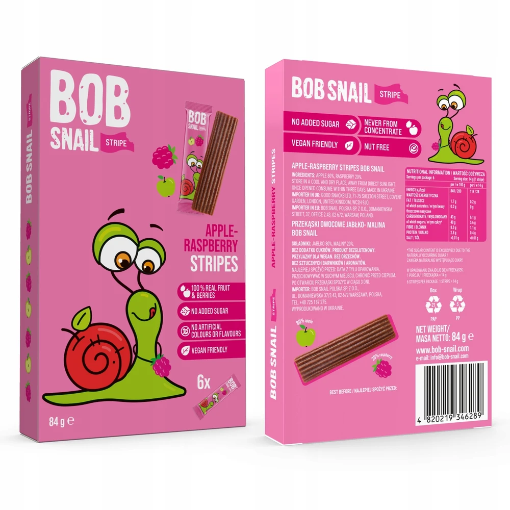 Bob Snail BOB SRAIGĖS Vaisių juostelės SKONIŲ MIŠINIS AVIEČIŲ JUODŲJŲ SERBENTŲ 588 g 42 vnt.