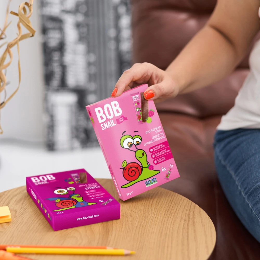 Bob Snail BOB SRAIGĖS Vaisių juostelės SKONIŲ MIŠINIS AVIEČIŲ JUODŲJŲ SERBENTŲ 588 g 42 vnt.