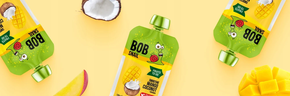 Bob Snail Bob sraigių vaisių putėsiai -100% be pridėtinio cukraus Mango-kokoso 10x120 g