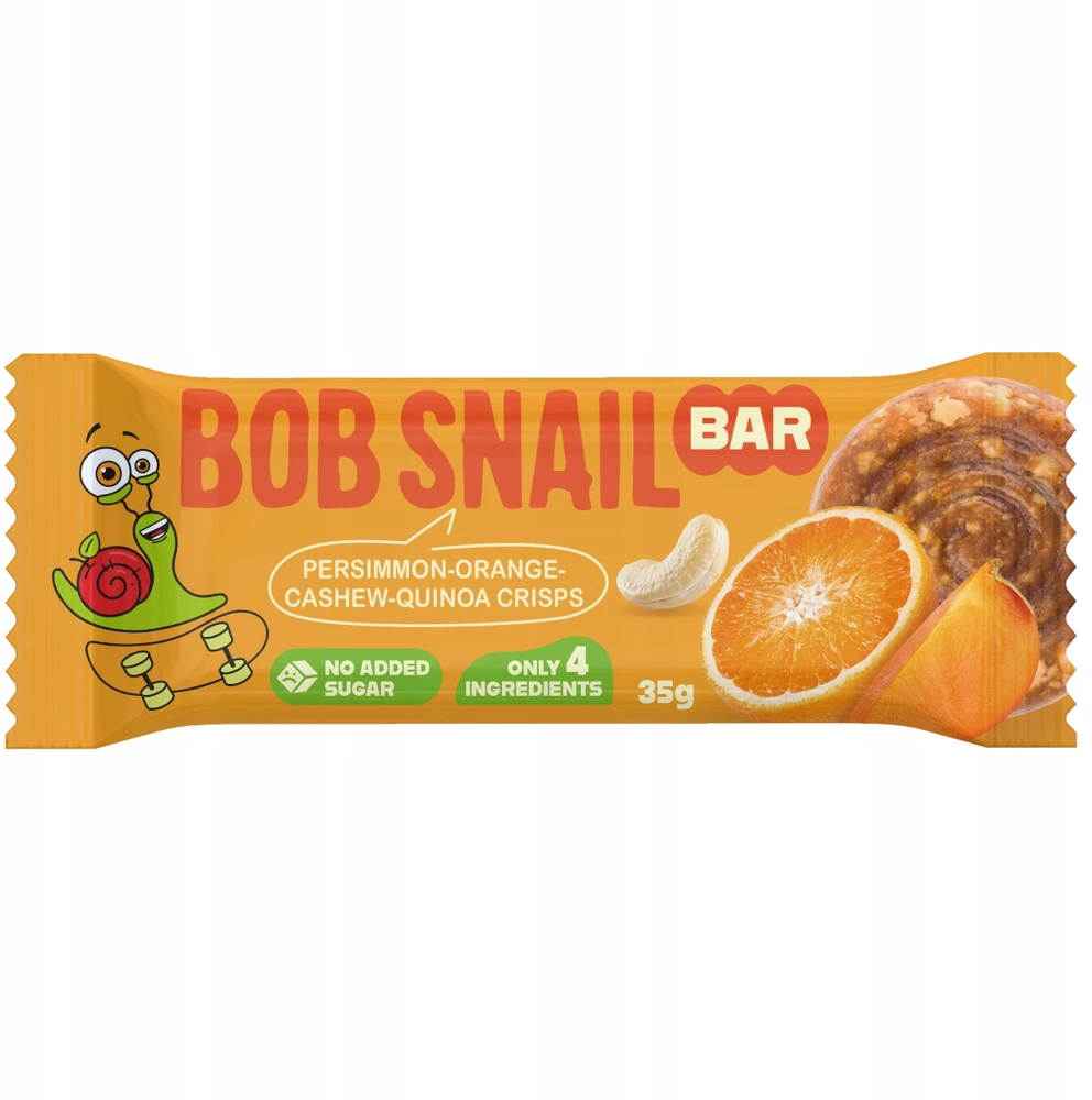 BOB SNAIL vaisių batonėlis KAKI Oranžinis CASHEWS be pridėtinio cukraus 15x35 g