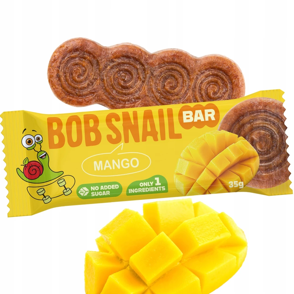 BOB SNAIL vaisių batonėlis MANGO 100% be pridėtinio cukraus, glitimo, laktozės 15x35g