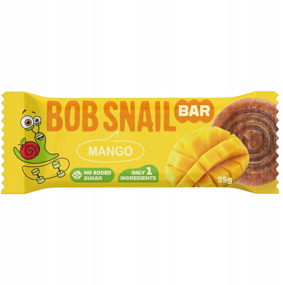 BOB SNAIL vaisių batonėlis MANGO 100% be pridėtinio cukraus, glitimo, laktozės 15x35g