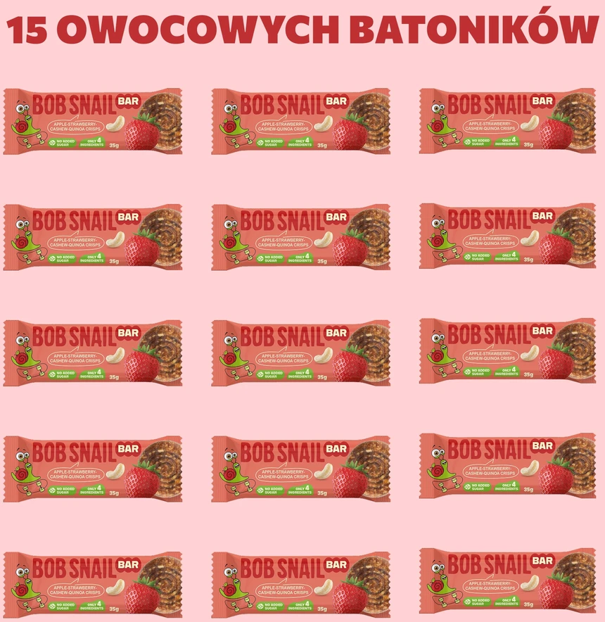 BOB SNAIL vaisių batonėlis OBUOLIŲ BRAKŠČIŲ ANARYDŽIAI be pridėtinio cukraus 15x35 g