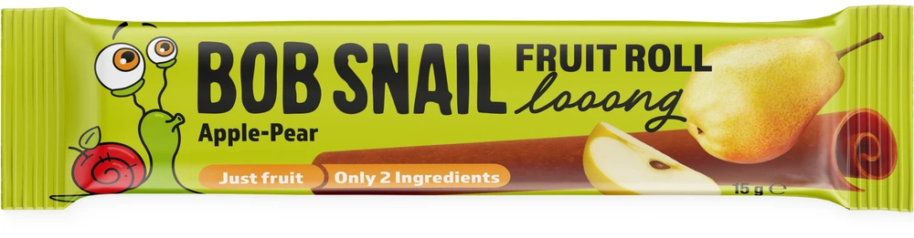 BOB SNAIL vaisių suktinukai Looong obuolių kriaušių rinkinys 30vnt x15g BE CUKRAUS