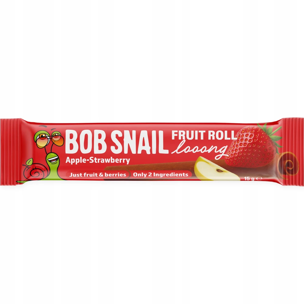 BOB SNAIL vaisių suktinukai Looong obuolių braškių rinkinys 30x15g BE CUKRAUS