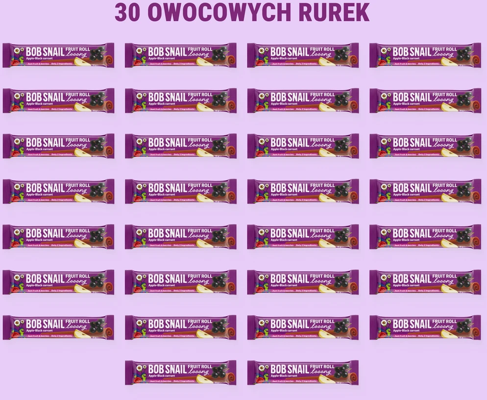 BOB SNAIL vaisių suktinukai Looong obuolių serbentų rinkinys 30x15g BE CUKRAUS
