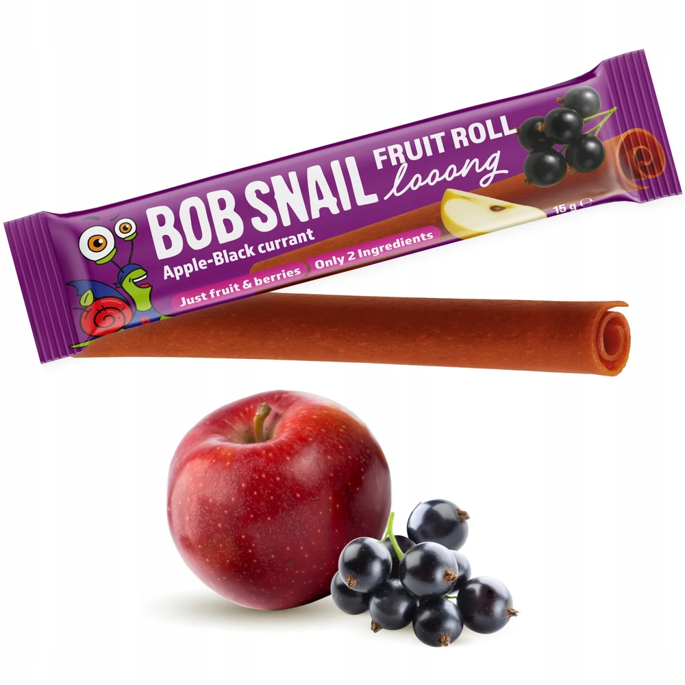 BOB SNAIL vaisių suktinukai Looong obuolių serbentų rinkinys 30x15g BE CUKRAUS