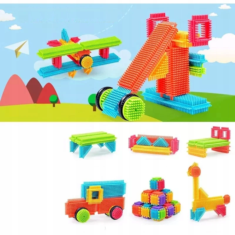 Bobo-San KONSTRUKCINIAI KLUOKAI VAFLIAI EŽIAI CREATIVE 90 vnt. MINKŠTOS STATYBINĖS FIGŪRĖS