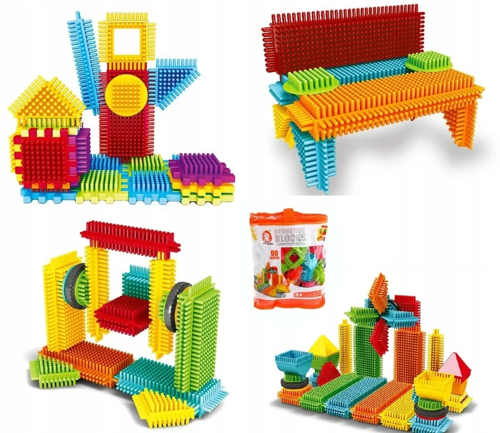Bobo-San KONSTRUKCINIAI KLUOKAI VAFLIAI EŽIAI CREATIVE 90 vnt. MINKŠTOS STATYBINĖS FIGŪRĖS