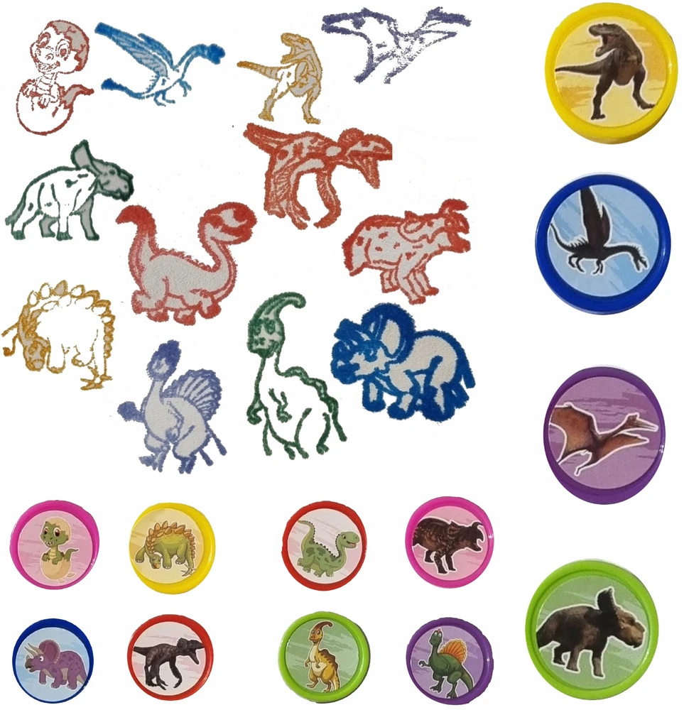 Bobo San Pieczątki Dinozaury 12szt stempelki T-REX i spółka