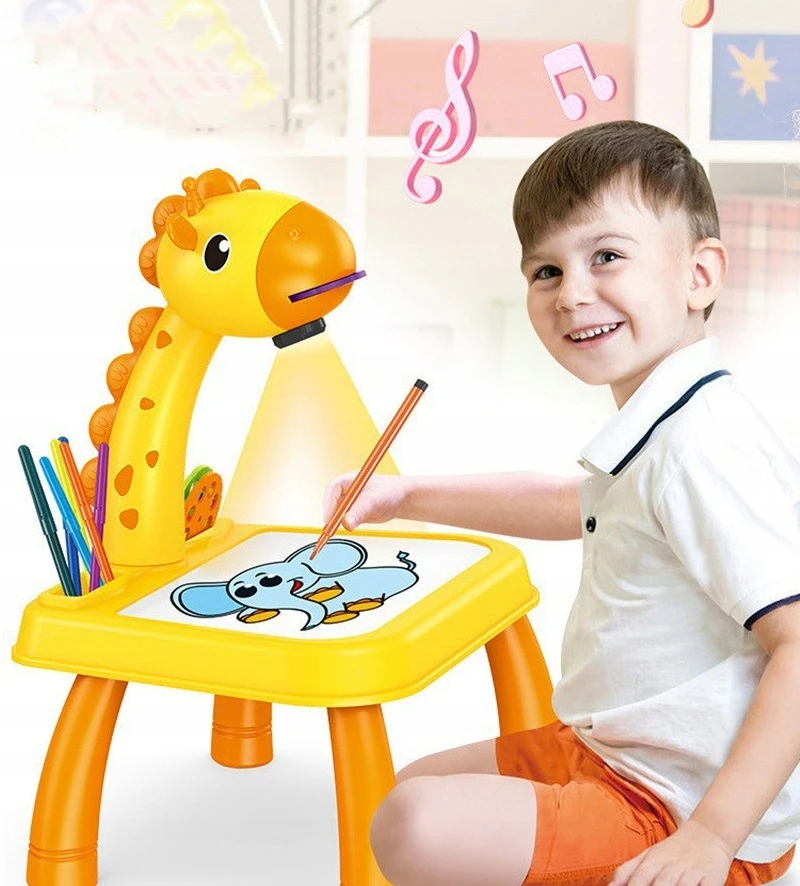 Bobo-San PIEŠIMO PROJEKTORIUS ŽIRAFŲ MUZIKA VAIKŲ KELIONĖMS PRIE GELTONO STALO