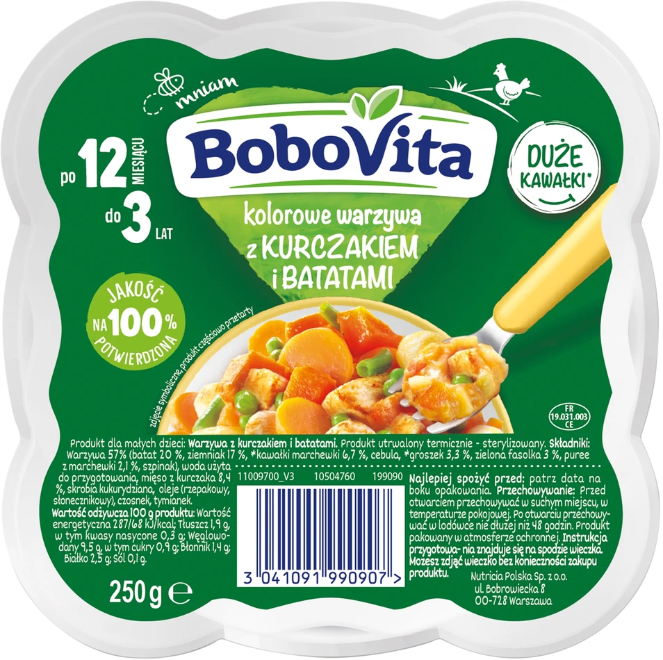 Bobovita Bobovit vakarienė nuo 15 mėnesių 250 g vištienos, bulvės