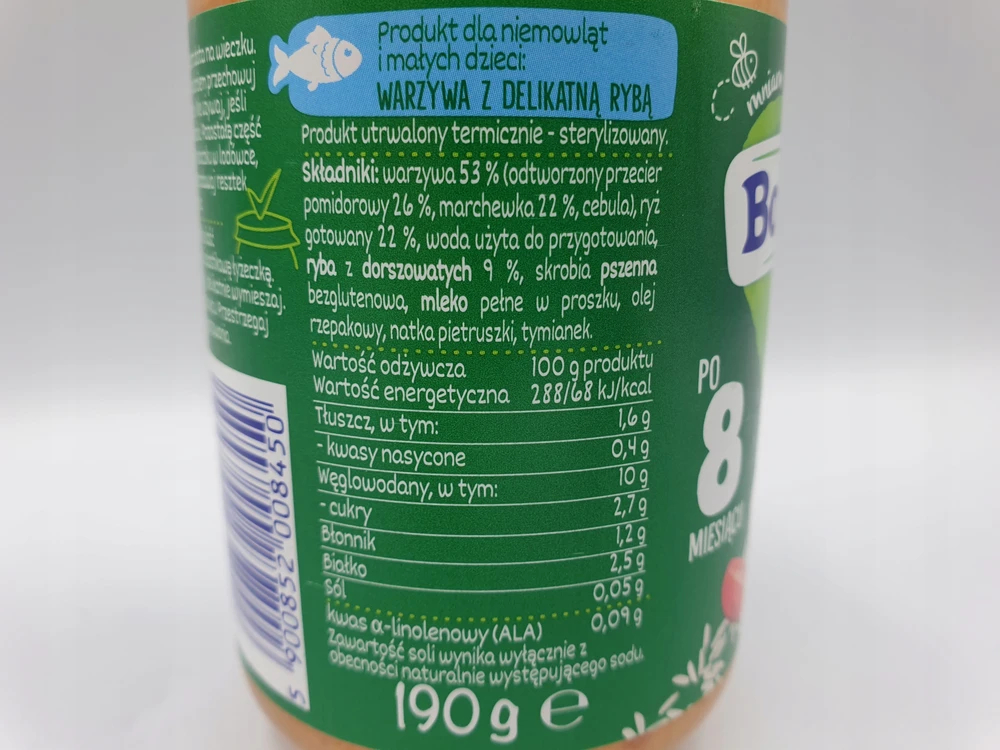 Bobovita Daržovės su švelnia ŽUVIES vakariene po 8 mėnesių 190g