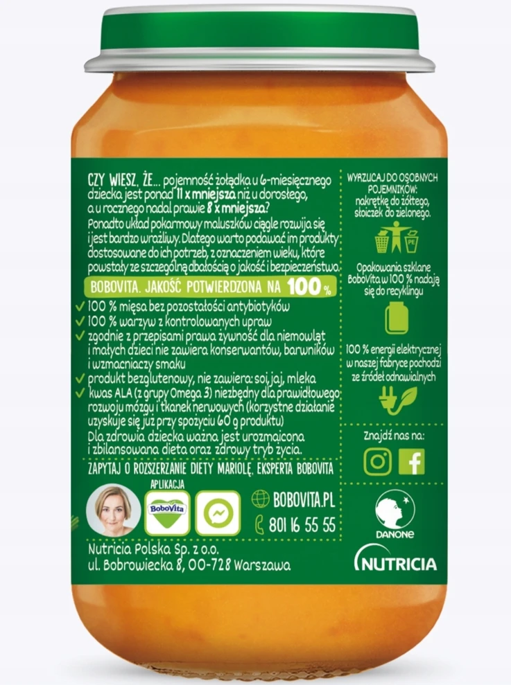 BOBOVITA Patiekalas Vištiena Moliūgas Bulvės 6m+ 190 g