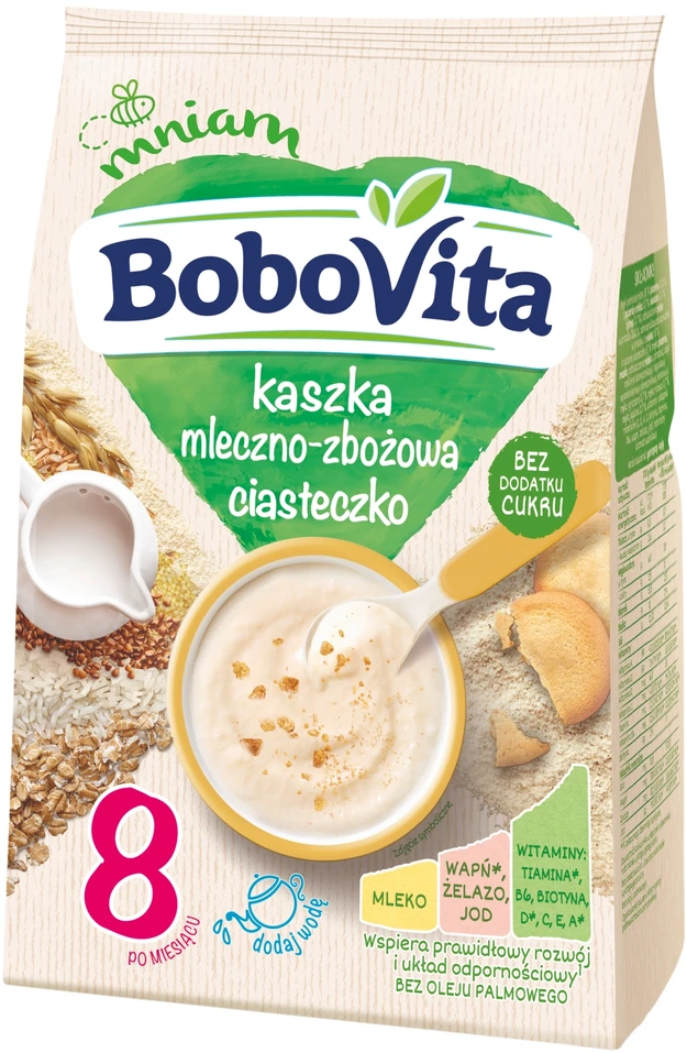 BOBOVITA PIENINIAI IR GRŪDŲ SAUSAINIAI PO 8 MĖNESIŲ 210g