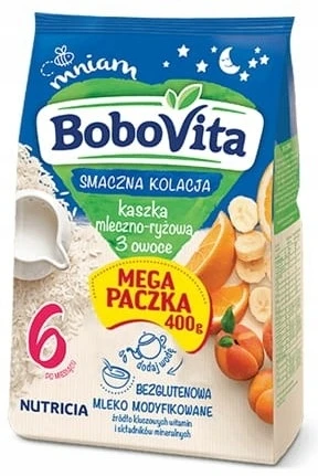 BOBOVITA PIENO IR RYŽIŲ LAIKOTARPIS 3 vaisiai 400g