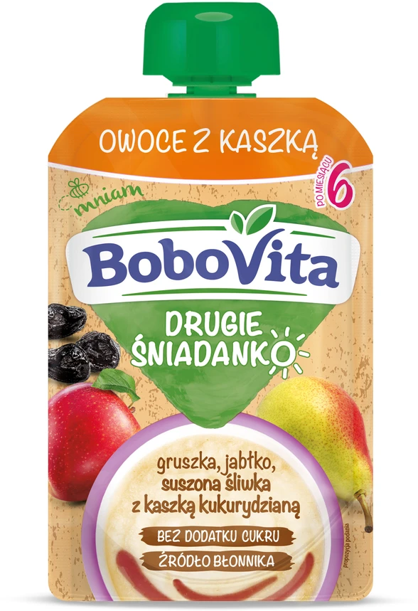 BoboVita Vaisiai su koše kriaušių obuolių džiovinta slyva po 6 mėnesių 100g