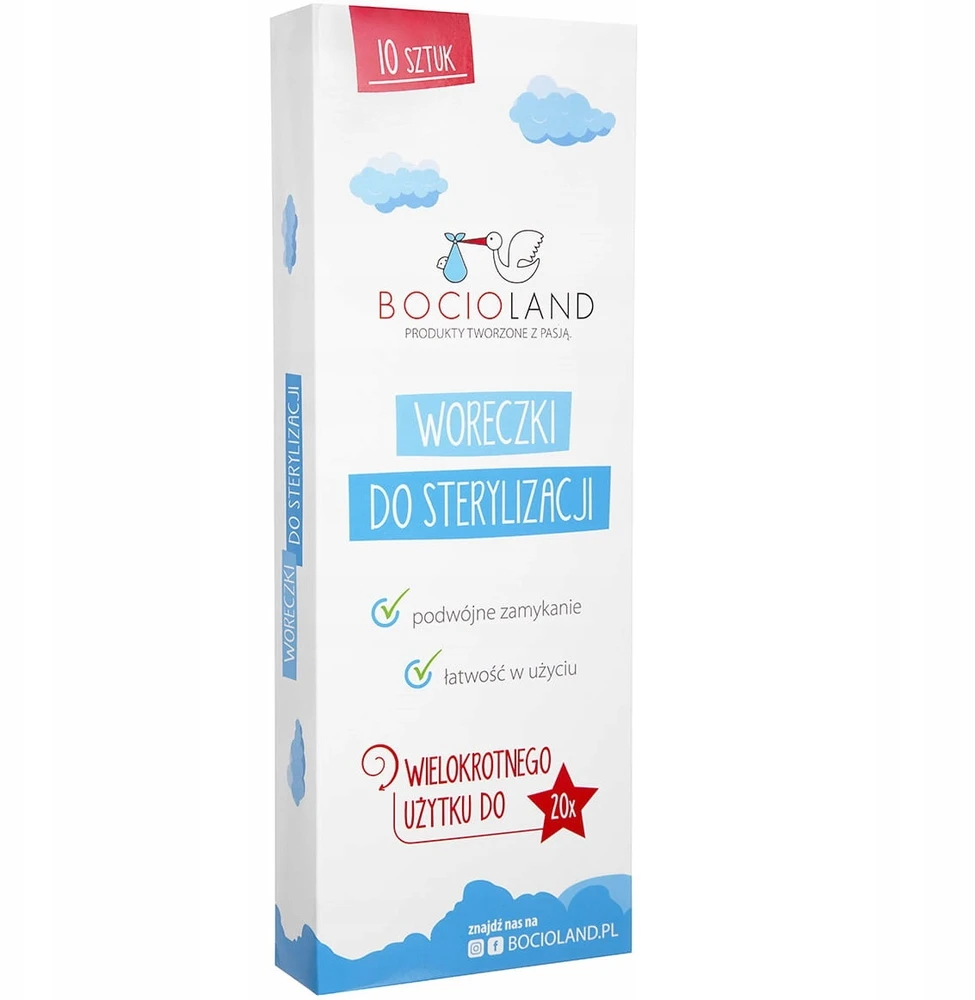 BOCIOLAND DAUGkartinio naudojimo STERILIZAVIMO MAIŠĖLIAI 10 Vnt