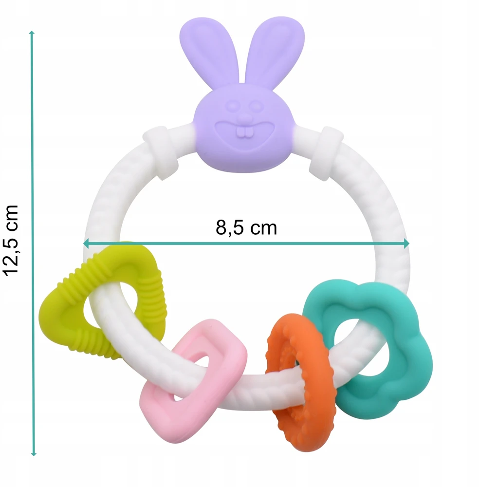 Bocioland Sensory Teether silikoninis zuikis su pakabukais 0m+