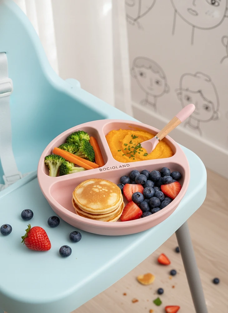 Bocioland Silicone trijų dalių PLOKŠTĖ su siurbtuku vaikams ir kūdikiams