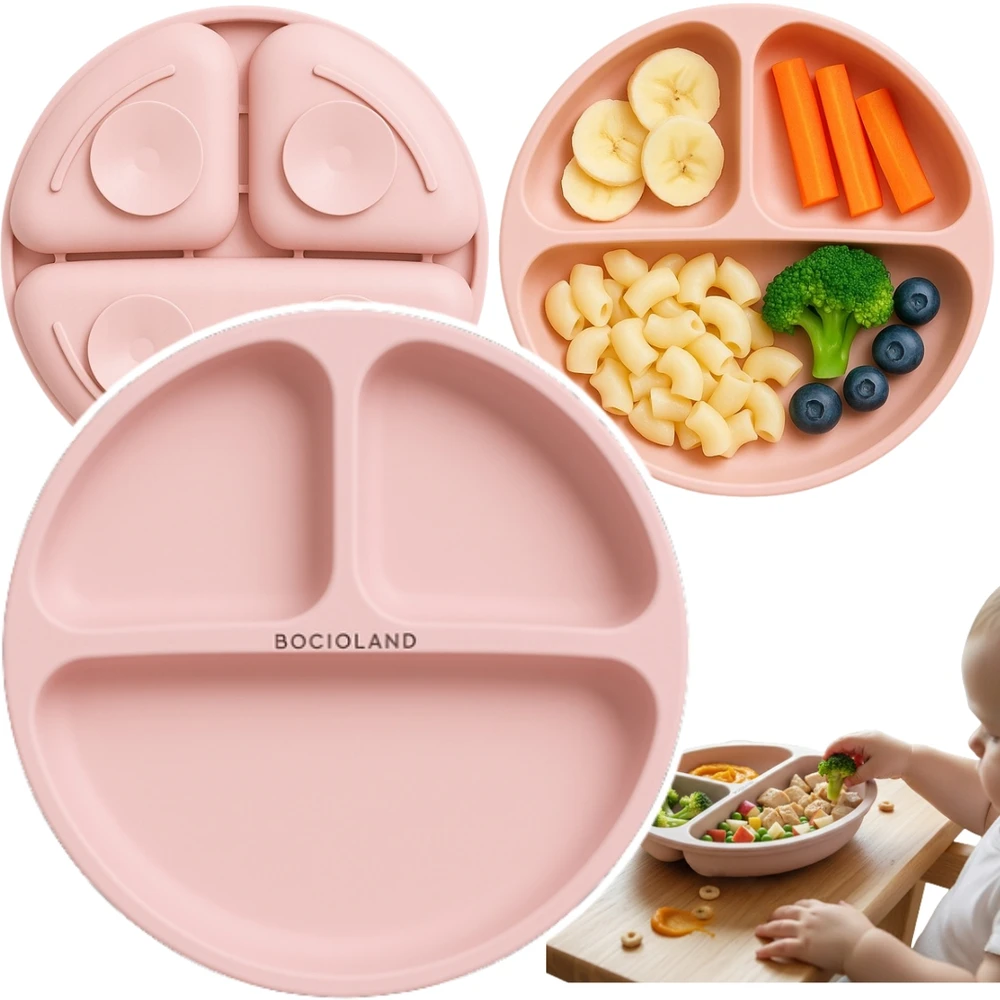 Bocioland Silicone trijų dalių PLOKŠTĖ su siurbtuku vaikams ir kūdikiams