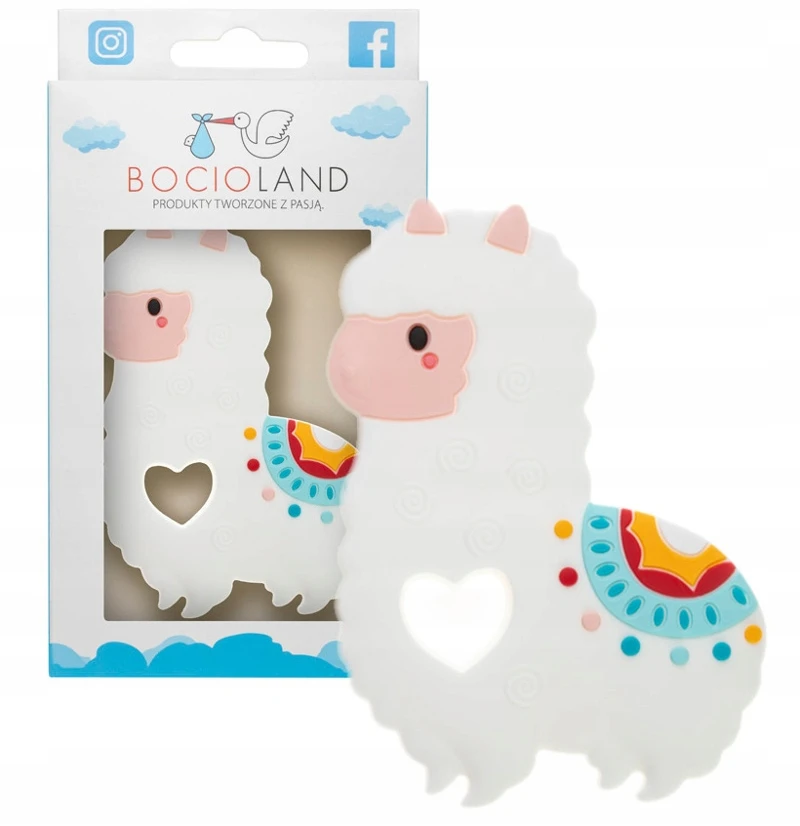 Bocioland silikoninis kramtukas, balta lama, BOC0509