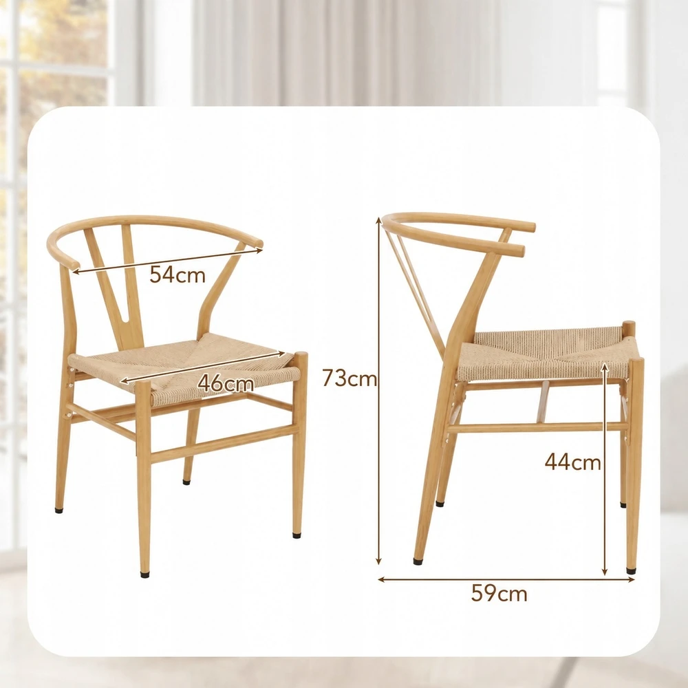 BOHO KĖDĖS 2 Vnt. VALGOMO KAMBARIO VIRTUVĖJE RATTAN METAL NATURAL COSTWAY