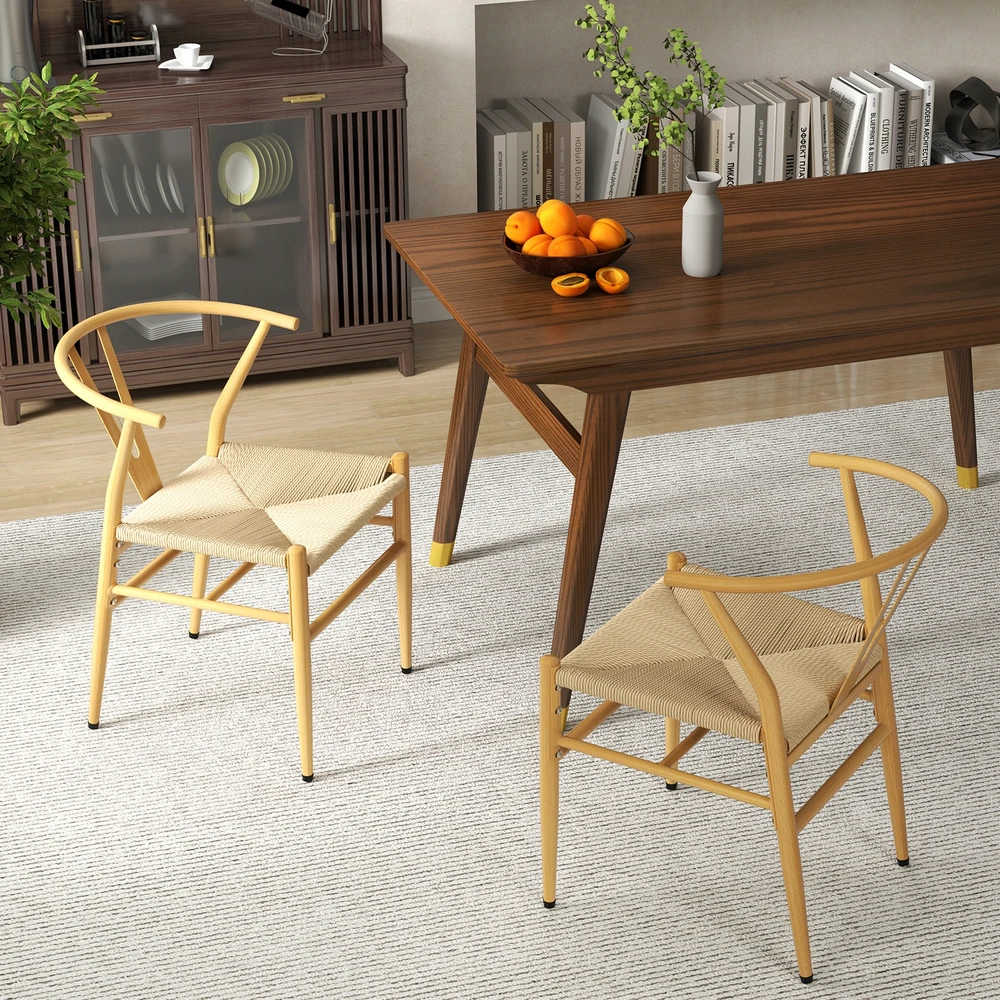 BOHO KĖDĖS 2 Vnt. VALGOMO KAMBARIO VIRTUVĖJE RATTAN METAL NATURAL COSTWAY