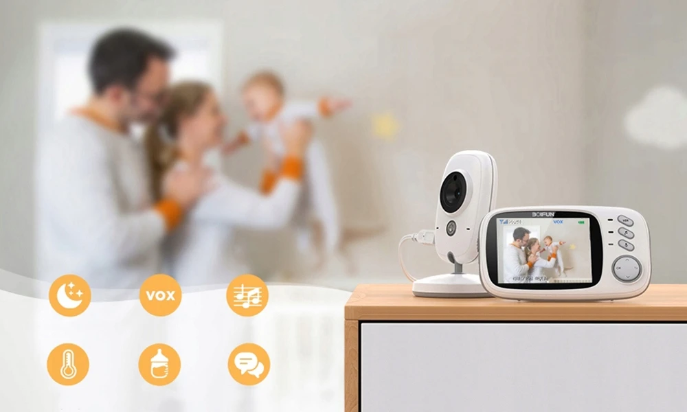 Boifun Baby Monitorius 2 HD kamera 3,2 colio LCD tiesioginis naktinis režimas, belaidis