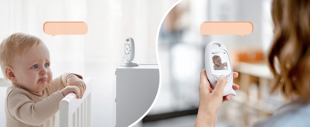 Boifun Elektroninis kūdikio monitorius su kamera ir naktiniu matymu, be WiFi, su segtukų laikikliu