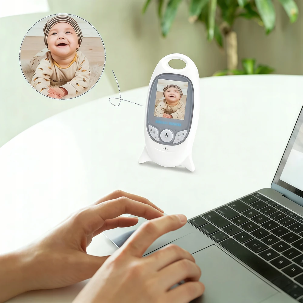 Boifun Elektroninis kūdikio monitorius su kamera ir naktiniu matymu, be WiFi, su segtukų laikikliu