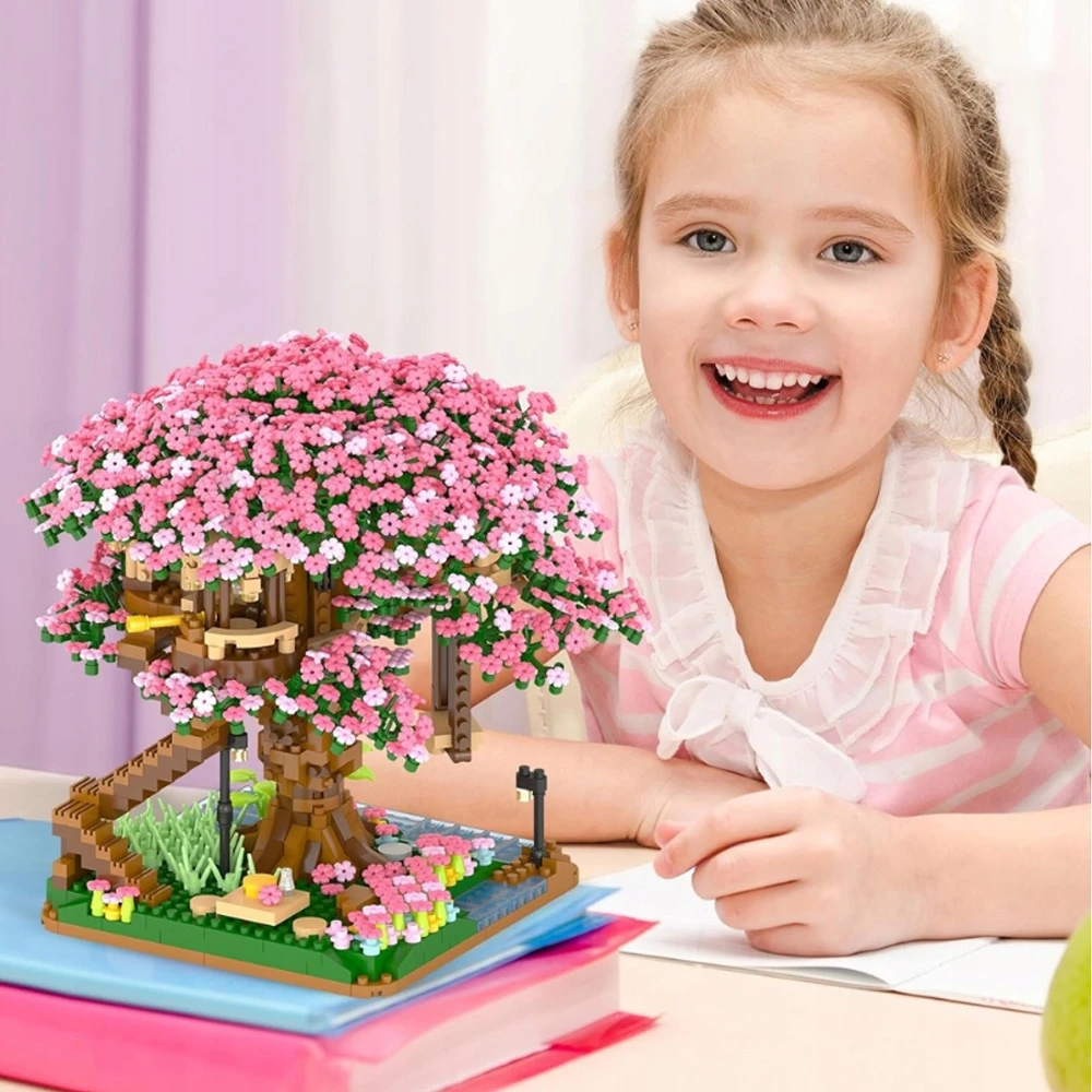 BONSAI MEDŽIO KALULŲ RINKINYS, KONSTRUKCINIŲ KLUKULIŲ GĖLIŲ KLUKULIŲ RINKINYS
