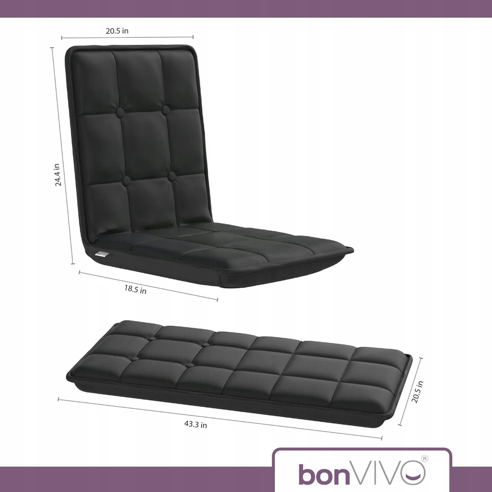 bonVIVO Easy Comfort sulankstoma, reguliuojama grindų kėdė, juoda