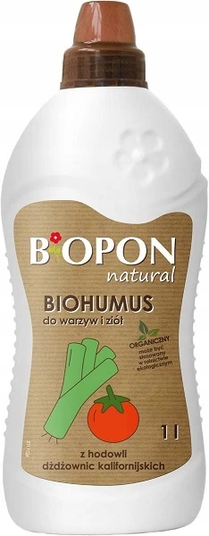 Biopon BOPON NATŪRALUS BIOHUMUSAS DARŽOVĖMS IR ŽOLELĖMS 1L TRĄŠOS