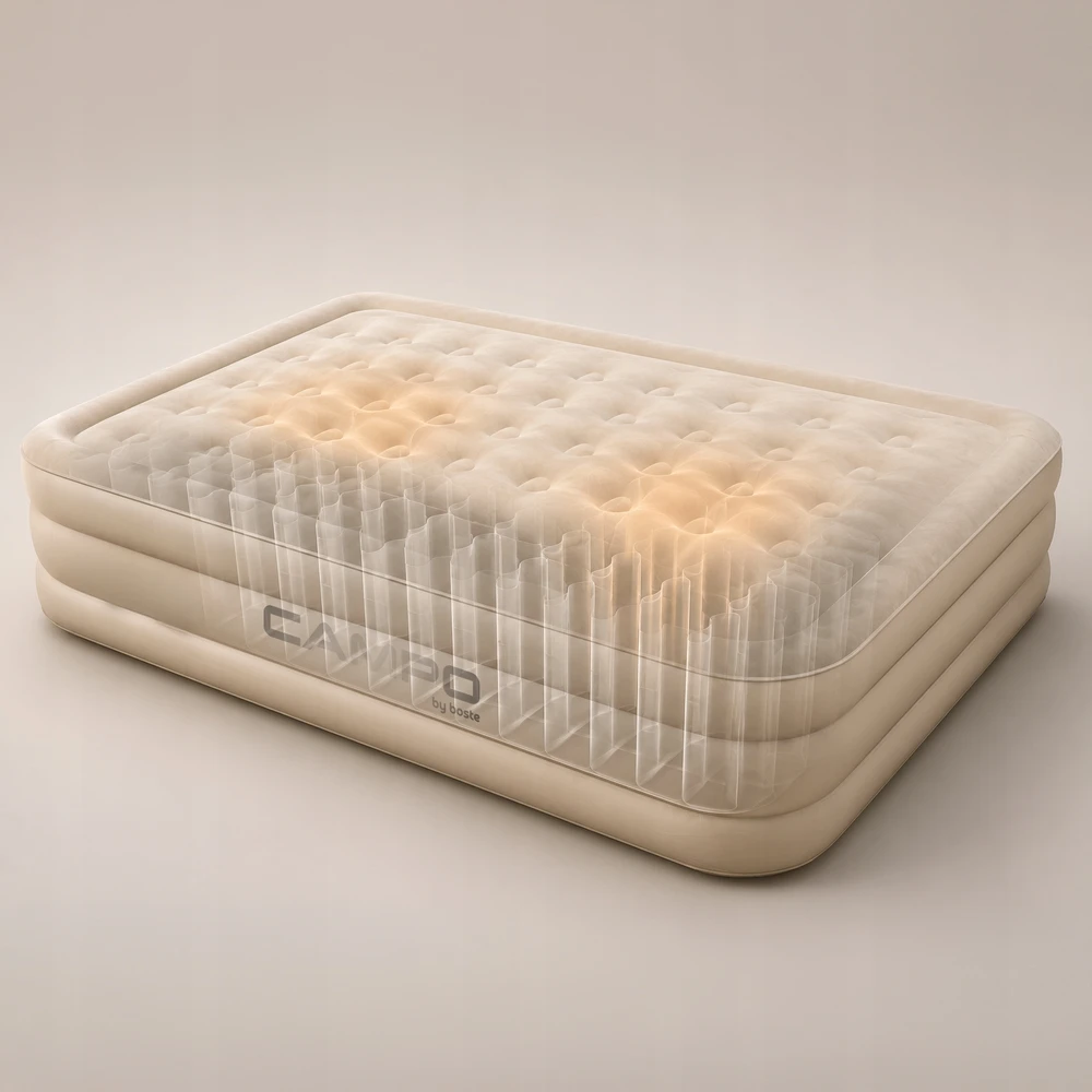 Boste Didelis 2 asmenų pripučiamas čiužinys 200x150x40 + bevielis pompa + LED lempa