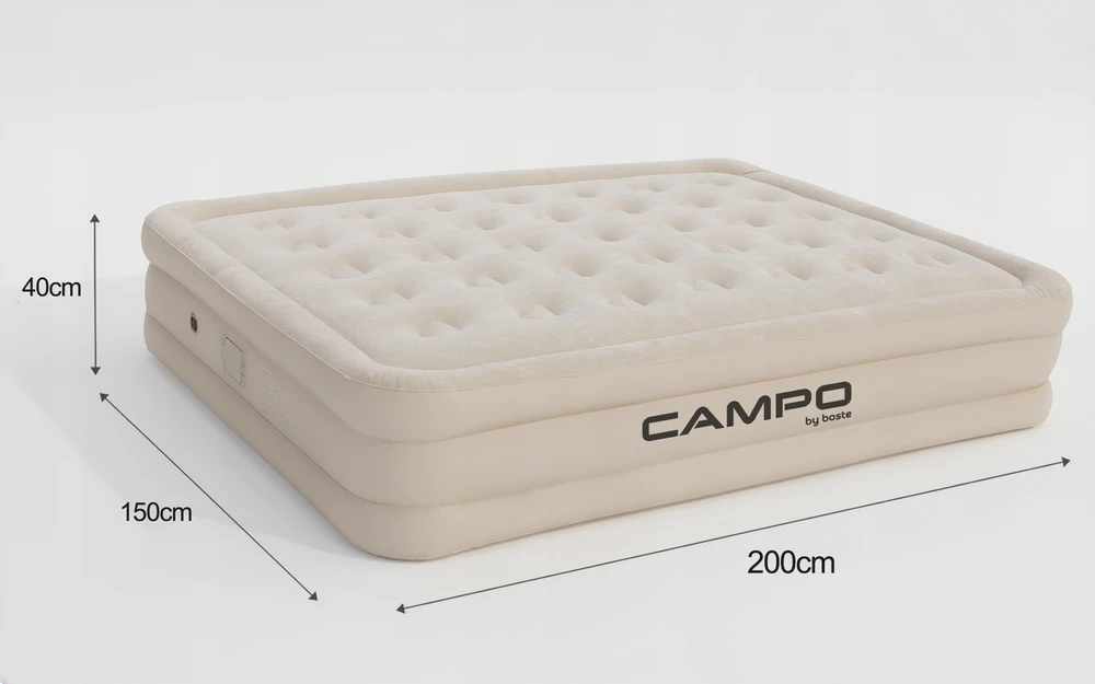 Boste Didelis 2 asmenų pripučiamas čiužinys 200x150x40 + bevielis pompa + LED lempa