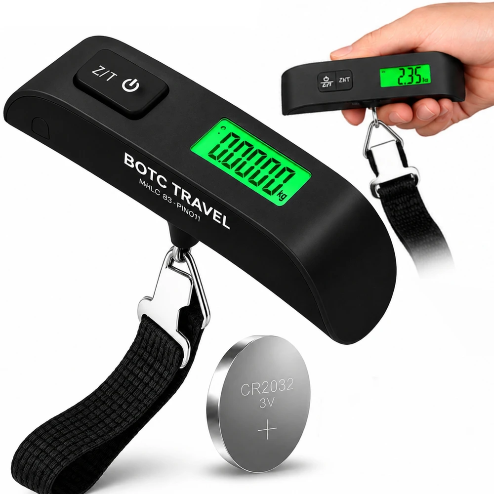 Botc HOOK TRAVEL BAGAŽO svarstyklės, TURISTAS, ORO UOSTAS, RANKINIS LCD, IKI 50KG