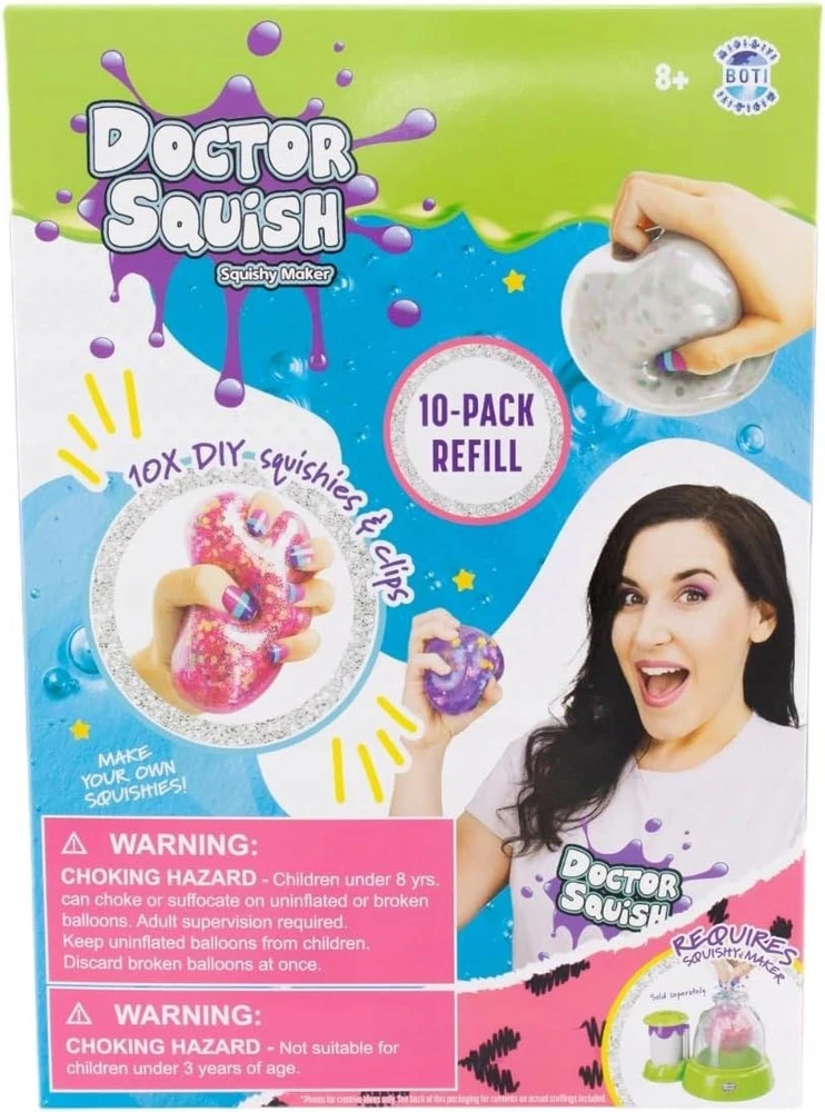 Doctor Squish - minkštų balionų pakuotės papildymas V2, 10 balionų + segtukai (107401)