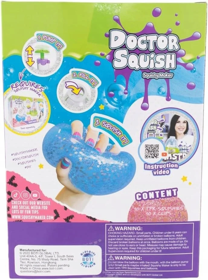 Doctor Squish - minkštų balionų pakuotės papildymas V2, 10 balionų + segtukai (107401)