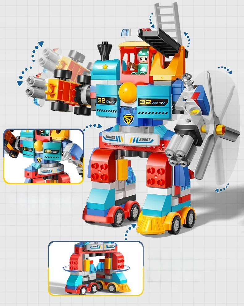 Gigo Bounn 7in1 KONSTRUKCINIAI BLAKAI STATYTI ROBOTAMS, STATYBINĖMS TRANSPORTO PRIEMONĖMS, 172 ELEMENTAI.
