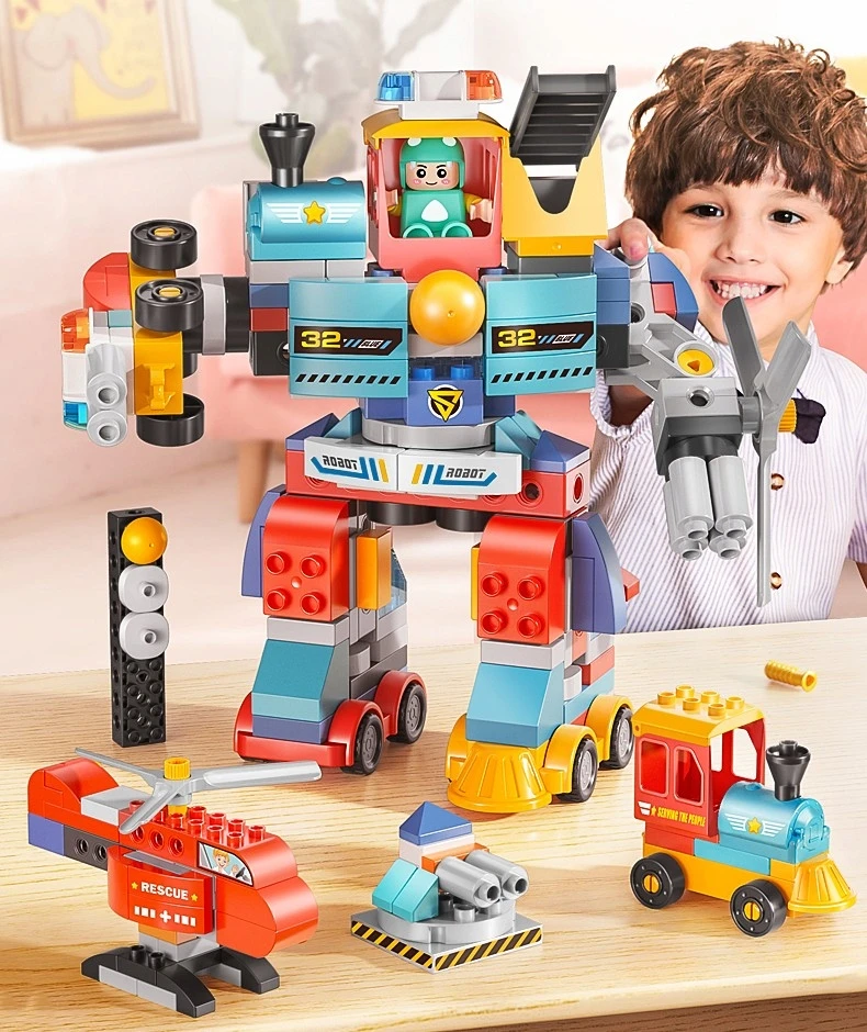 Gigo Bounn 7in1 KONSTRUKCINIAI BLAKAI STATYTI ROBOTAMS, STATYBINĖMS TRANSPORTO PRIEMONĖMS, 172 ELEMENTAI.