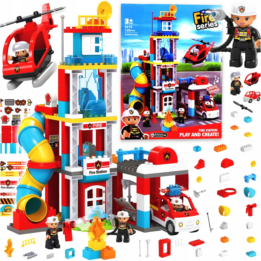 Bounn DIDELIŲ KONSTRUKCINIŲ BLOKŲ SET FIRE BRAND CITY 128 EL VAIKAMS 3 METŲ+