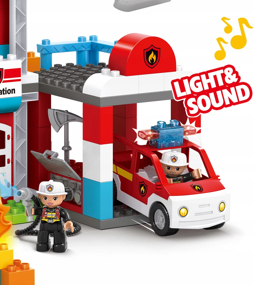 Bounn DIDELIŲ KONSTRUKCINIŲ BLOKŲ SET FIRE BRAND CITY 128 EL VAIKAMS 3 METŲ+