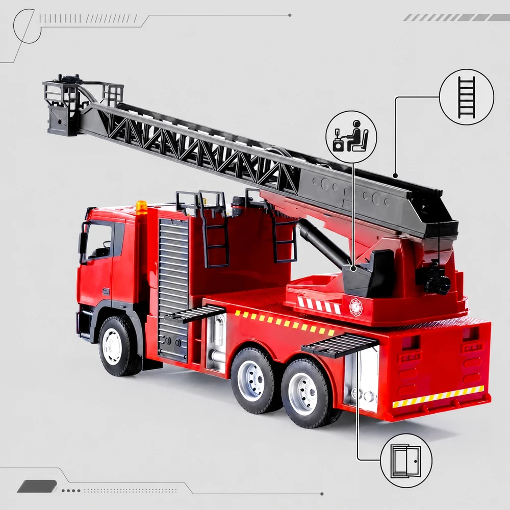 Bounn HUINA R/C FIRE TRUCK ŠAUDYMAS VANDENS NUOTOLIUOJU VALDOMAS GAISRINĖS DALYS 6+