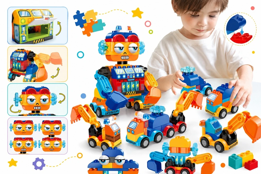 Bounn Kaladėlės KONSTRUKCYJNE 8w1 DO BUDOWANIA ROBOT ROBOCIKI POJAZDY RUCHOME 88 EL