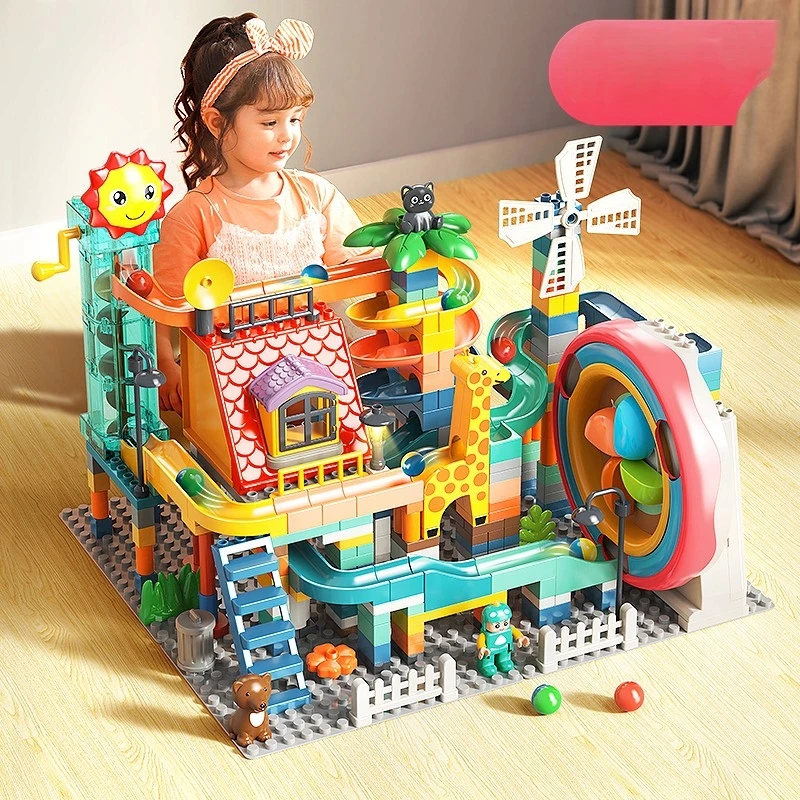 Lean Toys Bounn Klocki Konstrukcyjne Edukacyjne Tor Kulkowy Kulodrom Labirynt Led 330 el.3+
