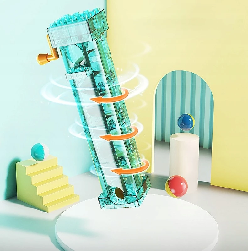 Lean Toys Bounn Klocki Konstrukcyjne Edukacyjne Tor Kulkowy Kulodrom Labirynt Led 330 el.3+