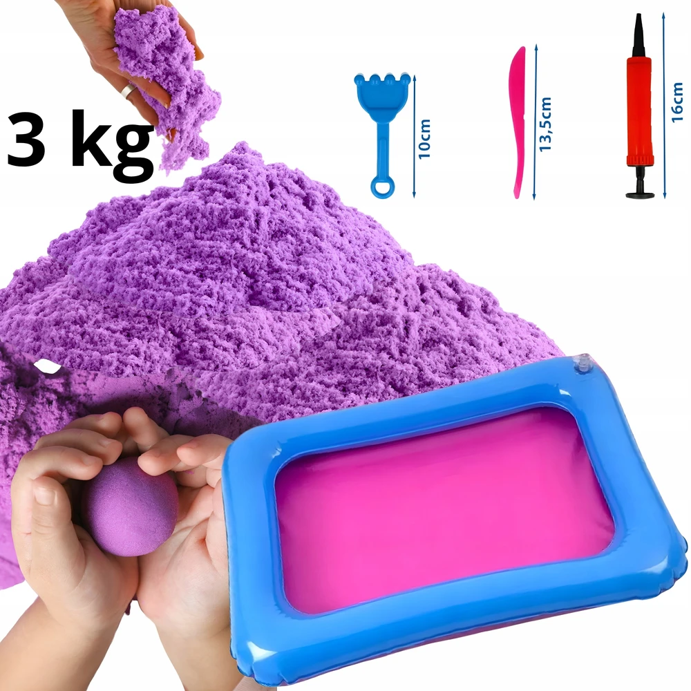 Lean Toys Bounn PIASEK KINETYCZNY MAGICZNY 3KG PIASKOLINA EDUKACJA SENSORYCZNY PIASKOWNICA