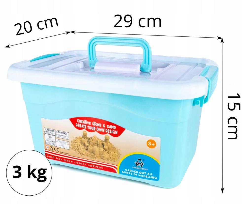 Lean Toys Bounn PIASEK KINETYCZNY MAGICZNY 3KG PIASKOLINA EDUKACJA SENSORYCZNY PIASKOWNICA